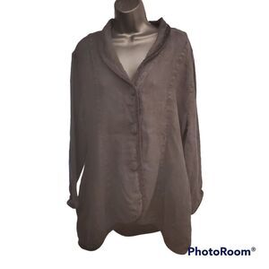 LIV linen jacket with velvet trim Y